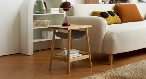 OAK STORAGE SIDE TABLE