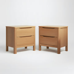 2 x Bedside Table 2 Drawers Side Table Nightstand Storage Solid Oak Wood