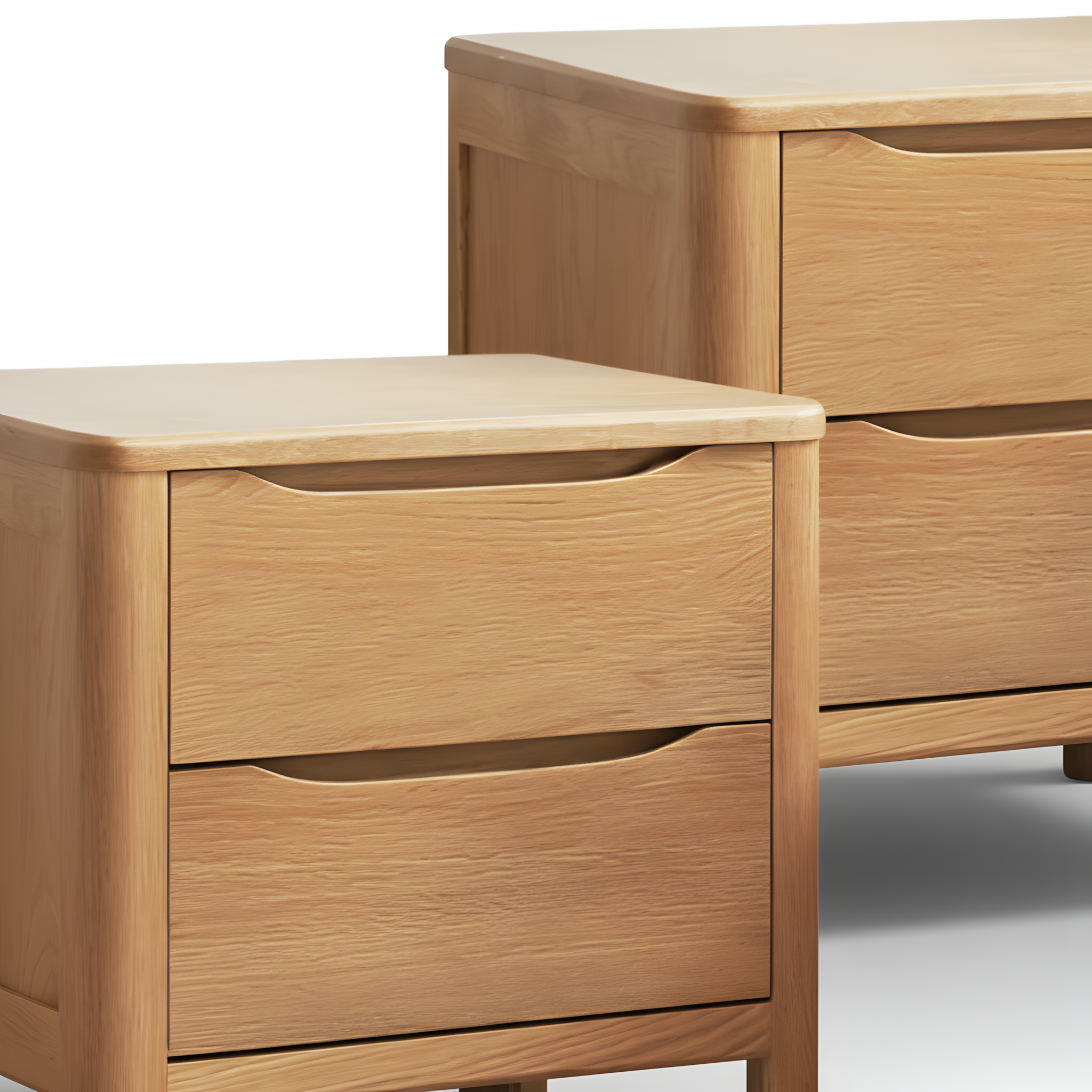 2 x Bedside Table 2 Drawers Side Table Nightstand Storage Solid Oak Wood