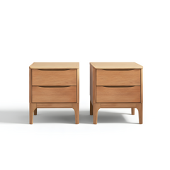 MIUZ 2x Solid American Oak Timber Bedside Tables Drawers Side Table Nightstand Storage Cabinet