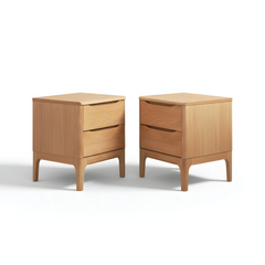 MIUZ 2x Solid American Oak Timber Bedside Tables Drawers Side Table Nightstand Storage Cabinet