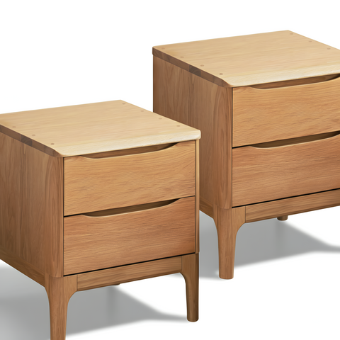 Skive Set of 2 American Oak Wood Bedside Table