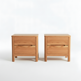 Grenaa Set of 2 Solid Oak Wood Bedside Table