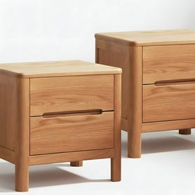 Grenaa Set of 2 Solid Oak Wood Bedside Table