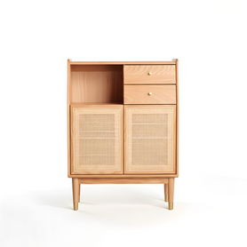 Bredsten Solid Oak Wood & Rattan Sideboard
