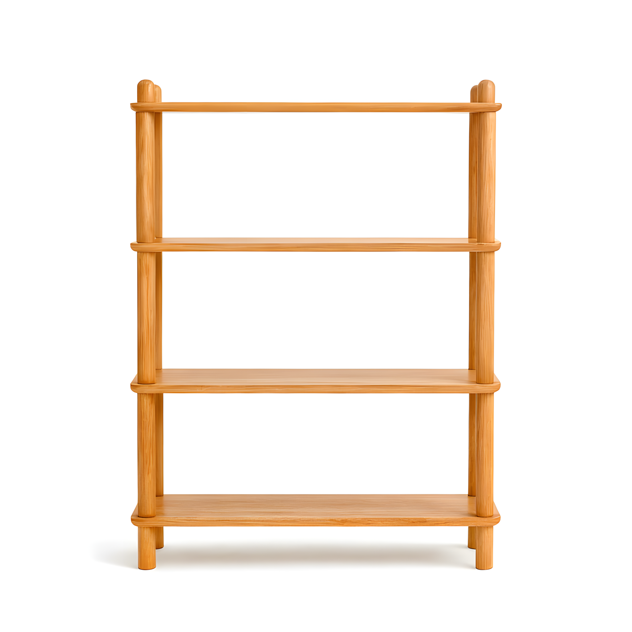 4-Tier Solid American Oak Display Stand, Natural Wooden Storage Rack Bookshelf Organizer Freestanding Shelf, Easy Assembly Minimalist Design