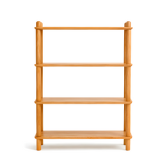 4-Tier Solid American Oak Display Stand, Natural Wooden Storage Rack Bookshelf Organizer Freestanding Shelf, Easy Assembly Minimalist Design