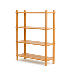 4-Tier Solid American Oak Display Stand, Natural Wooden Storage Rack Bookshelf Organizer Freestanding Shelf, Easy Assembly Minimalist Design