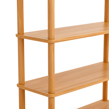 4-Tier Solid American Oak Display Stand, Natural Wooden Storage Rack Bookshelf Organizer Freestanding Shelf, Easy Assembly Minimalist Design