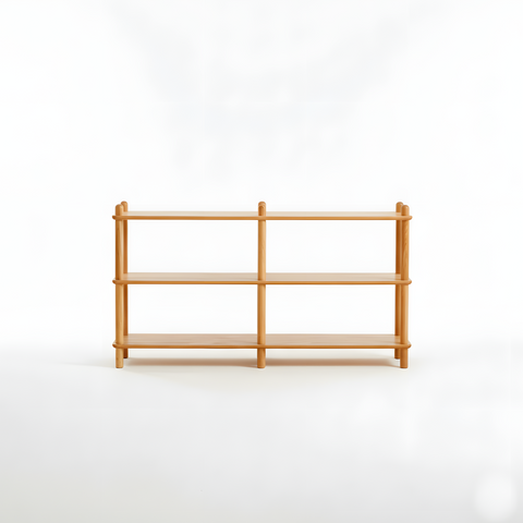 2 Tier Solid Oak Wood Tall Display Shelf Bookshelf Storage Rack Stand