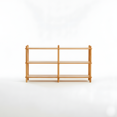 2 Tier Solid Oak Wood Tall Display Shelf Bookshelf Storage Rack Stand