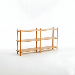 2 Tier Solid Oak Wood Tall Display Shelf Bookshelf Storage Rack Stand