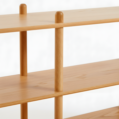 2 Tier Solid Oak Wood Tall Display Shelf Bookshelf Storage Rack Stand