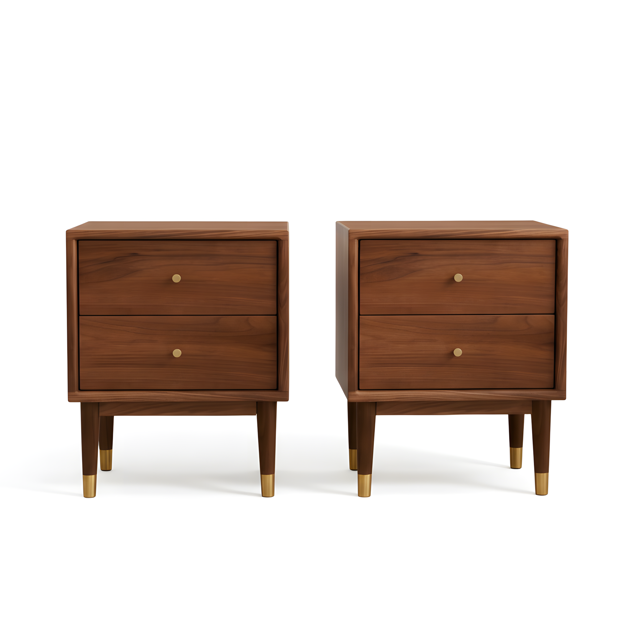 MIUZ 2x Solid Walnut Timber Bedside Tables Drawers Side Table Nightstand Storage Cabinet Wood