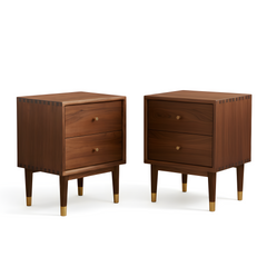MIUZ 2x Solid Walnut Timber Bedside Tables Drawers Side Table Nightstand Storage Cabinet Wood