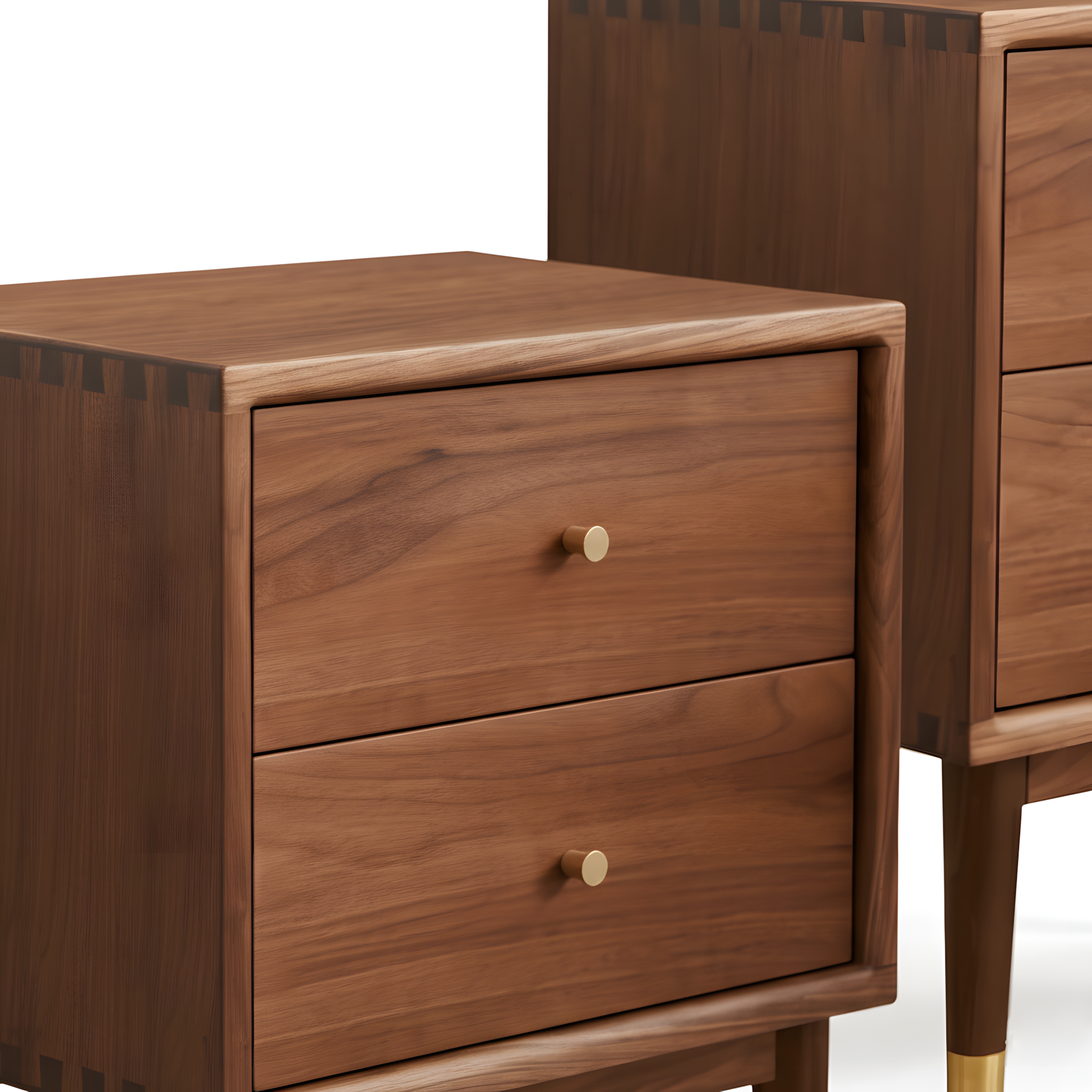 MIUZ 2x Solid Walnut Timber Bedside Tables Drawers Side Table Nightstand Storage Cabinet Wood