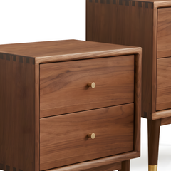 MIUZ 2x Solid Walnut Timber Bedside Tables Drawers Side Table Nightstand Storage Cabinet Wood