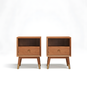 Koge Set of 2 Solid Cherry Wood Bedside Table