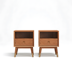 MIUZ 2x Solid Timber Bedside Tables Drawers Side Table Nightstand Storage Cabinet Wood