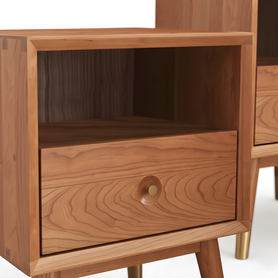 Koge Set of 2 Solid Cherry Wood Bedside Table