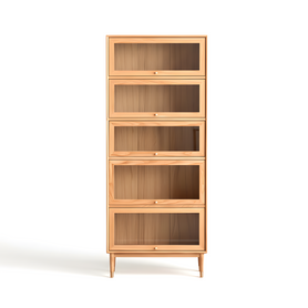 Andaen 5 Shelf Solid Oak Wood Display Cabinet