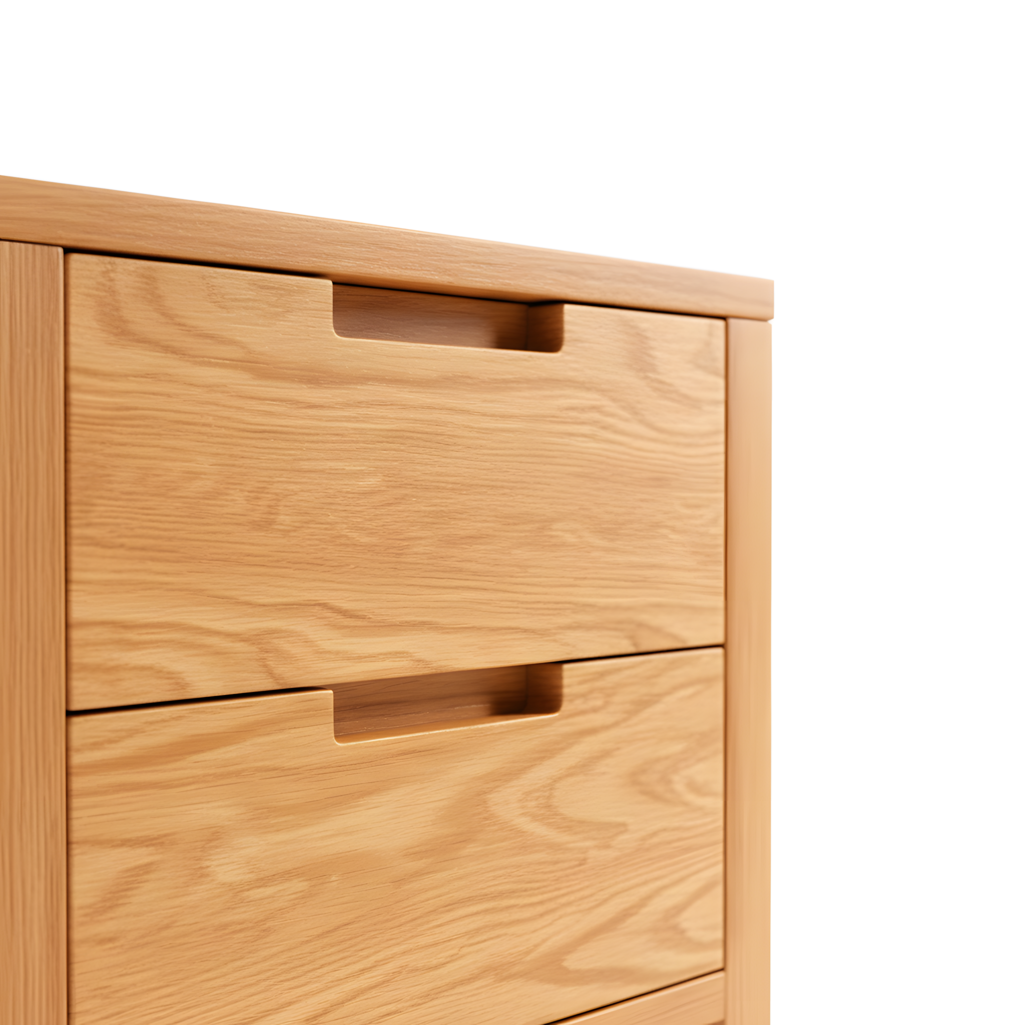 American Solid Oak Wood Side Table Side Storage End Table w/ 2 Drawers, Minimalist Nightstand Organizer w/ Open Rectangular Base