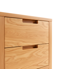 American Solid Oak Wood Side Table Side Storage End Table w/ 2 Drawers, Minimalist Nightstand Organizer w/ Open Rectangular Base