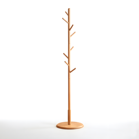 Solid Beechwood Hat Coat Clothes Rack Stand