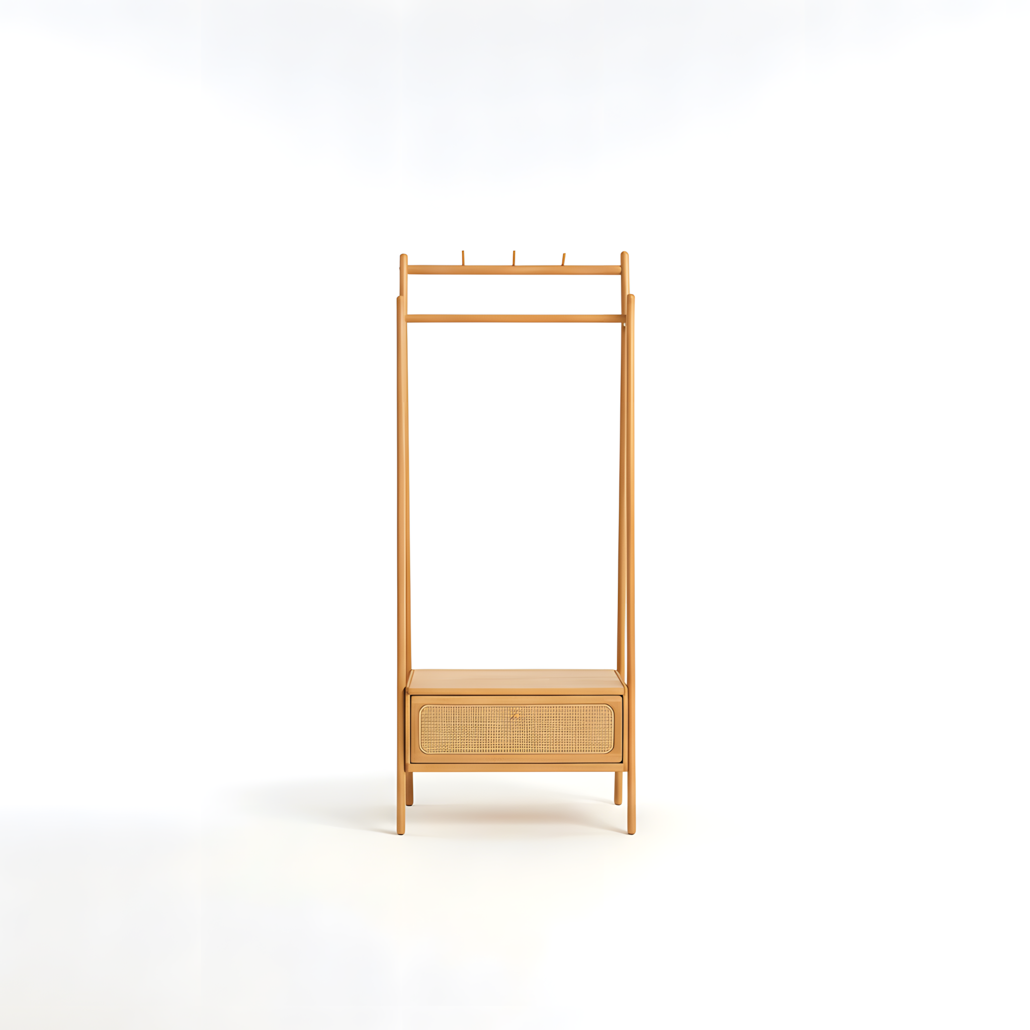 Solid Wood Clothes Rack Stand American Oak Garment Hanger with Hooks and Shelves for Coat Hat Shoe Storage in Entryway Bedroom or Apartment