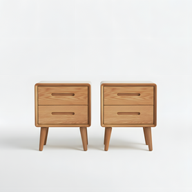 Haslev Set of 2 Solid Oak Wood Bedside Table