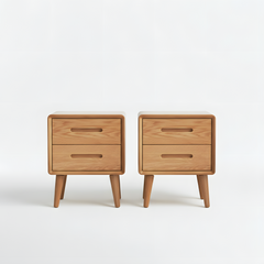 MIUZ 2x Bedside Table Bed Side Tables Drawers Side Tables Solid Timber American Oak Wood Nightstand