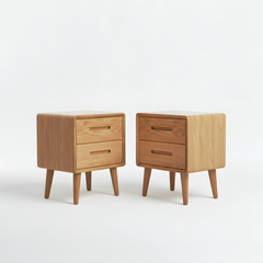 MIUZ 2x Bedside Table Bed Side Tables Drawers Side Tables Solid Timber American Oak Wood Nightstand