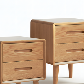 Haslev Set of 2 Solid Oak Wood Bedside Table