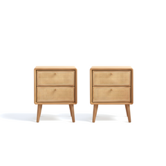 MIUZ 2x Bedside Table Bed Side Tables Drawers Side Tables Solid Timber American Oak Wood Nightstand
