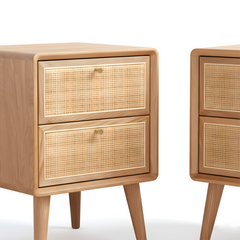 MIUZ 2x Bedside Table Bed Side Tables Drawers Side Tables Solid Timber American Oak Wood Nightstand