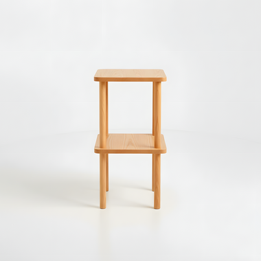 2 Tier Solid Oak Tall Side Table Display Rack Shelf Bookstand Storage Rack Stand