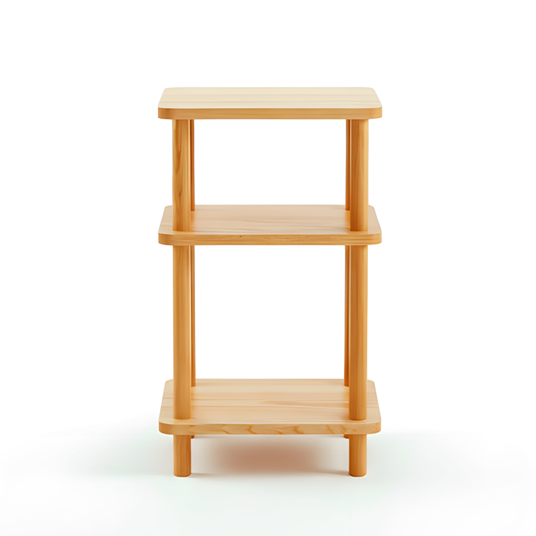 3 Tier Solid Oak Tall Side Table Display Rack Shelf Bookstand Storage Rack Stand