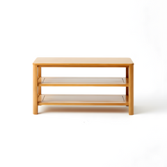 Modern Shoe Bench Solid American Oak Wood Entryway Seat with Shoe Storage Rack and Shelf Space-Saving Organizer for Hallway, Bedroom, Apartment