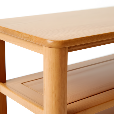 Modern Shoe Bench Solid American Oak Wood Entryway Seat with Shoe Storage Rack and Shelf Space-Saving Organizer for Hallway, Bedroom, Apartment