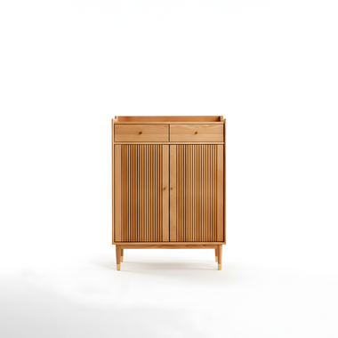 Solid American Oak Shoes Cabinet Storage Double Doors 4 Layer Shelves Drawers Organiser Home Decor