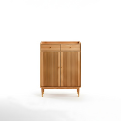 Solid American Oak Shoes Cabinet Storage Double Doors 4 Layer Shelves Drawers Organiser Home Decor