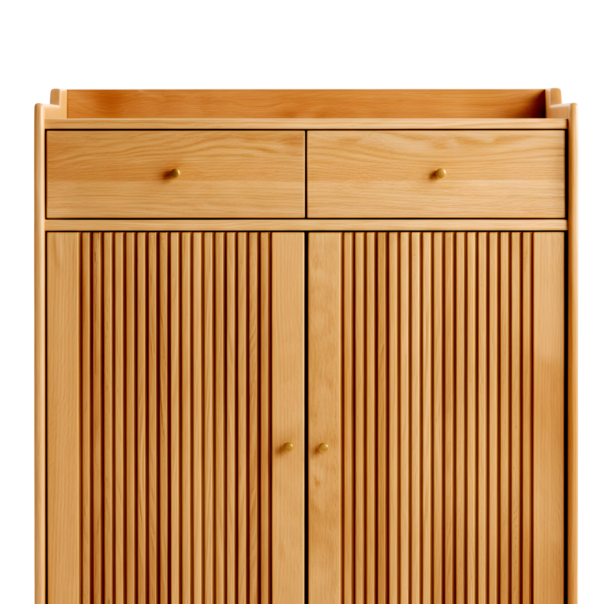 Solid American Oak Shoes Cabinet Storage Double Doors 4 Layer Shelves Drawers Organiser Home Decor