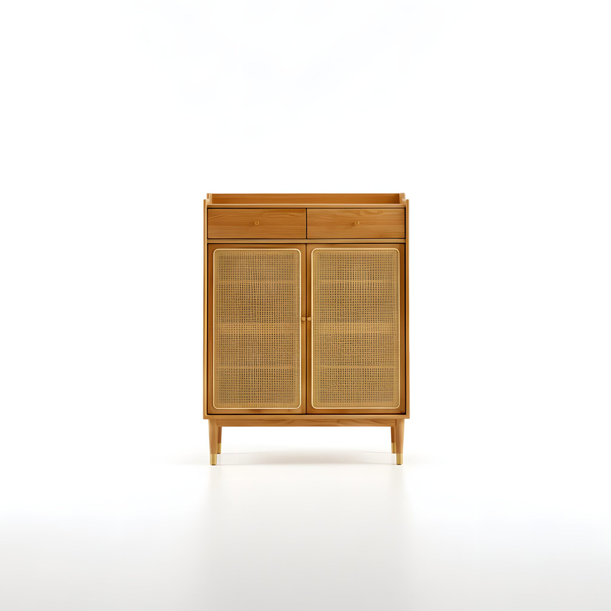 Solid American Oak Shoes Cabinet Storage Double Doors 4 Layer Shelves Drawers Organiser Home Decor