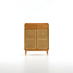 Solid American Oak Shoes Cabinet Storage Double Doors 4 Layer Shelves Drawers Organiser Home Decor