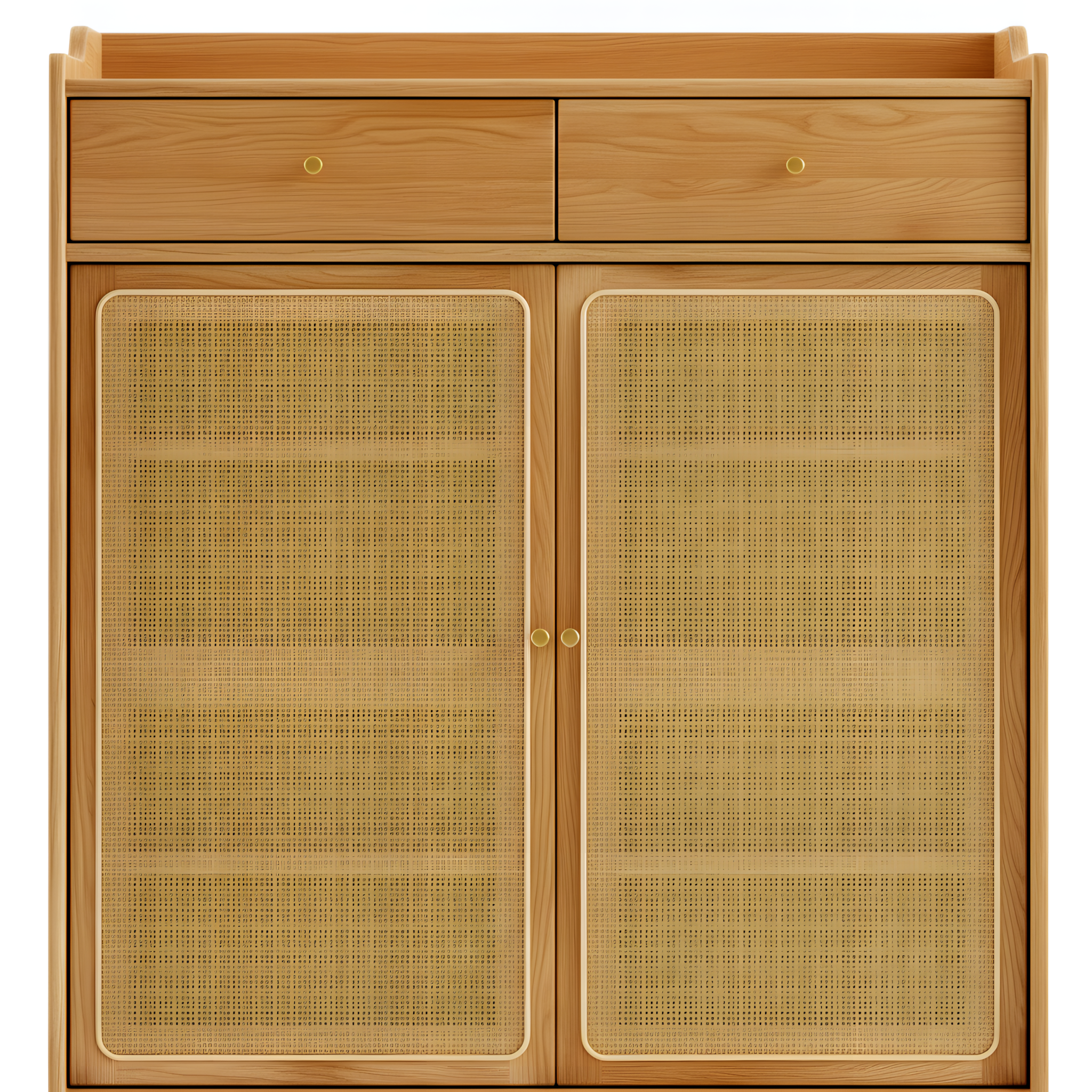 Solid American Oak Shoes Cabinet Storage Double Doors 4 Layer Shelves Drawers Organiser Home Decor