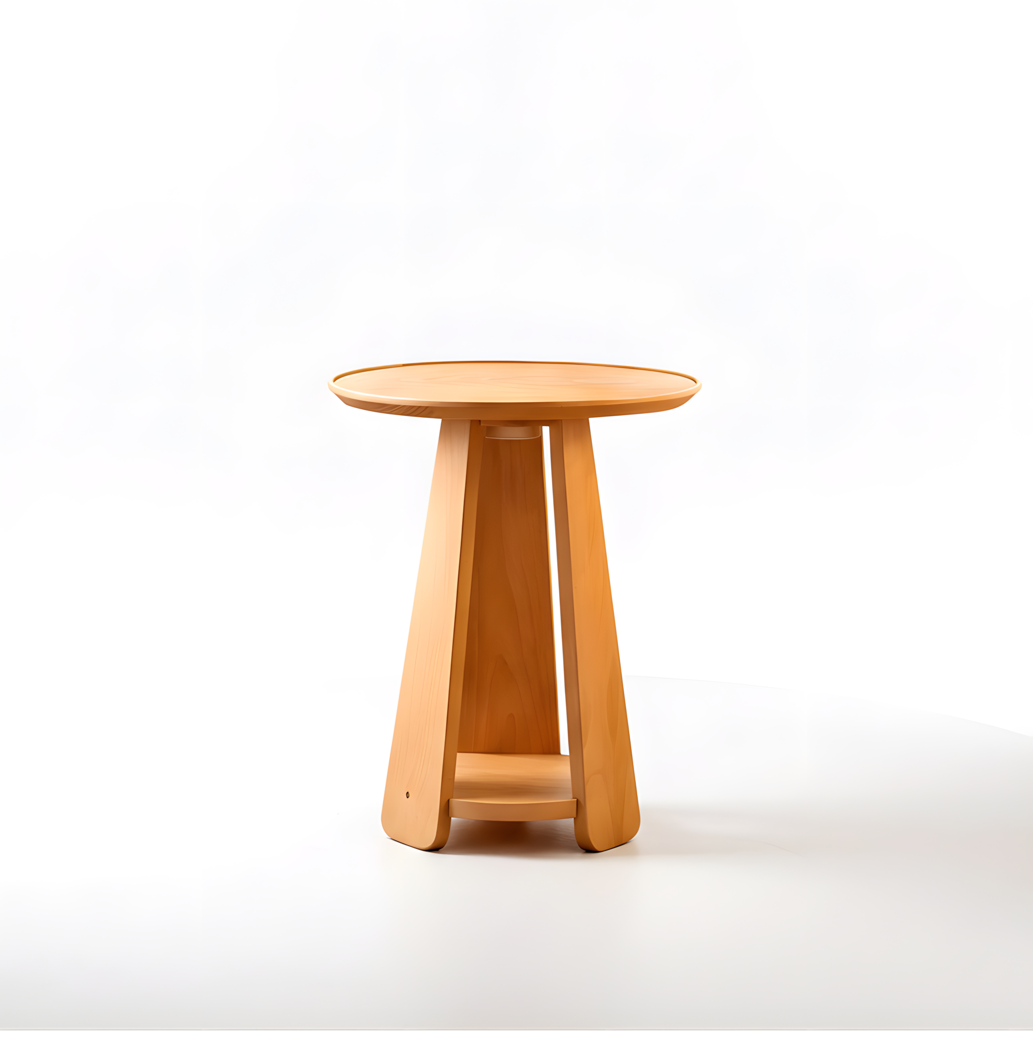 Solid Beechwood Small Side Table, End Tables with LED lamp for Living Room Decor