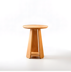 Solid Beechwood Small Side Table, End Tables with LED lamp for Living Room Decor