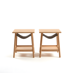 2x Oakwood Small Side End Table for Living Room Bedroom Decor with Magazine Holder