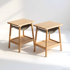 2x Oakwood Small Side End Table for Living Room Bedroom Decor with Magazine Holder