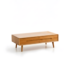 Modern Coffee Table Drawer Storage Wooden Organizer TV Stand Entertainment American Oak 120cm